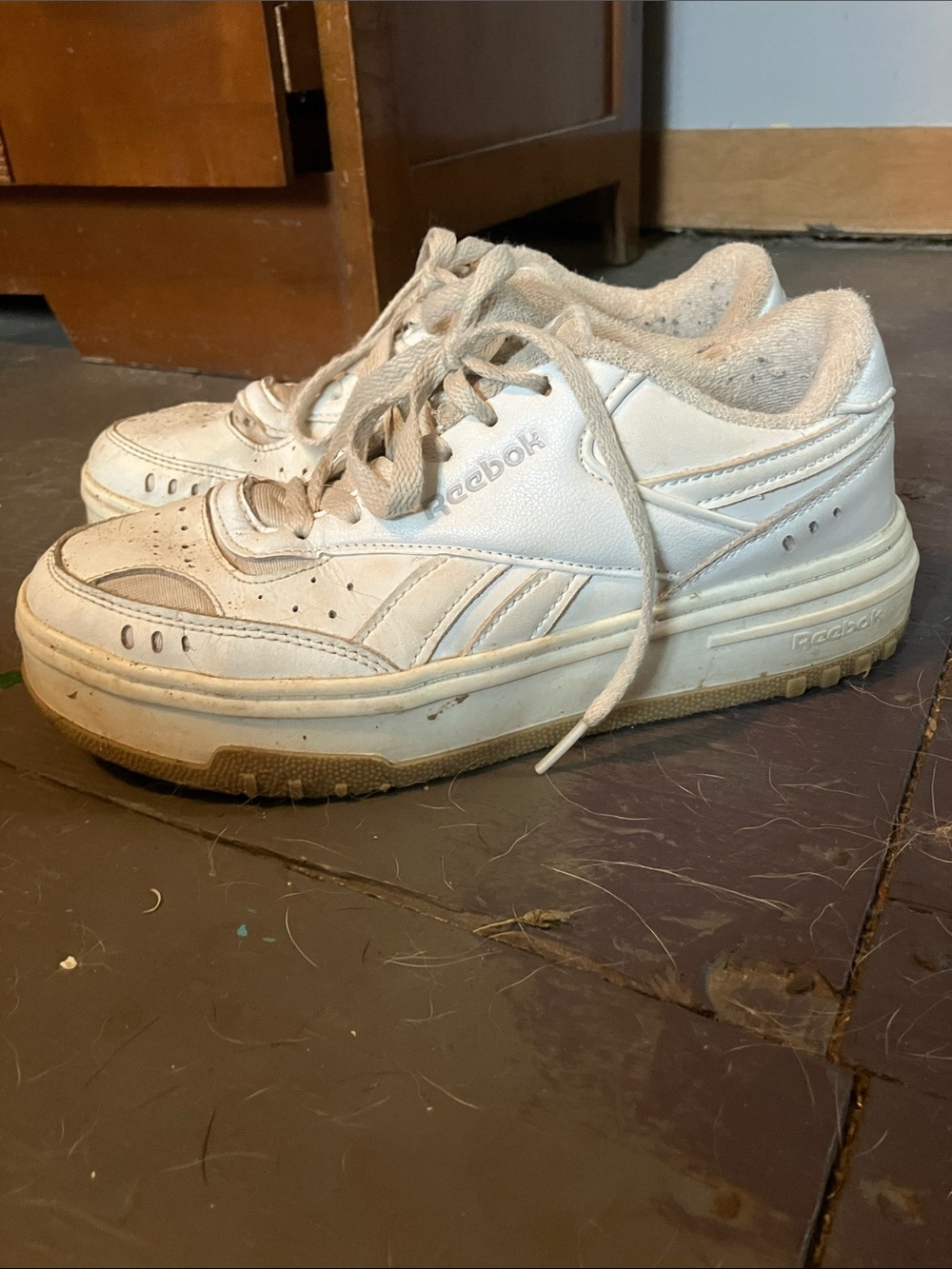 Reebok White Leather Sneakers with Gum Outsole
